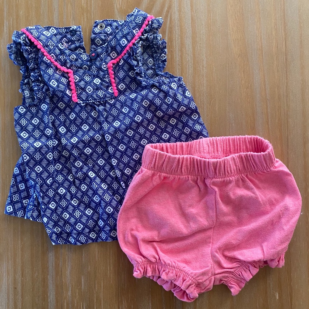 💛 5/$25 Cherokee Baby Girl Summer Outfit 0-3M